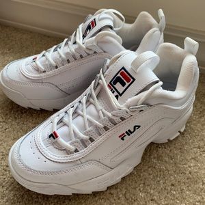 White Fila Disruptor sneakers 6.5